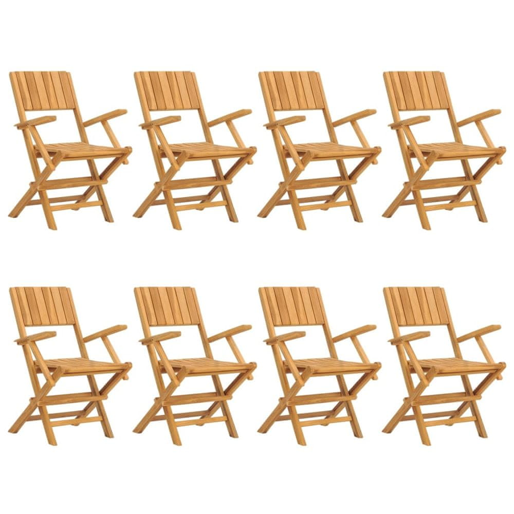 Vidaxl Skladacie záhradné stoličky 8 ks 55x61x90 cm tíkový masív